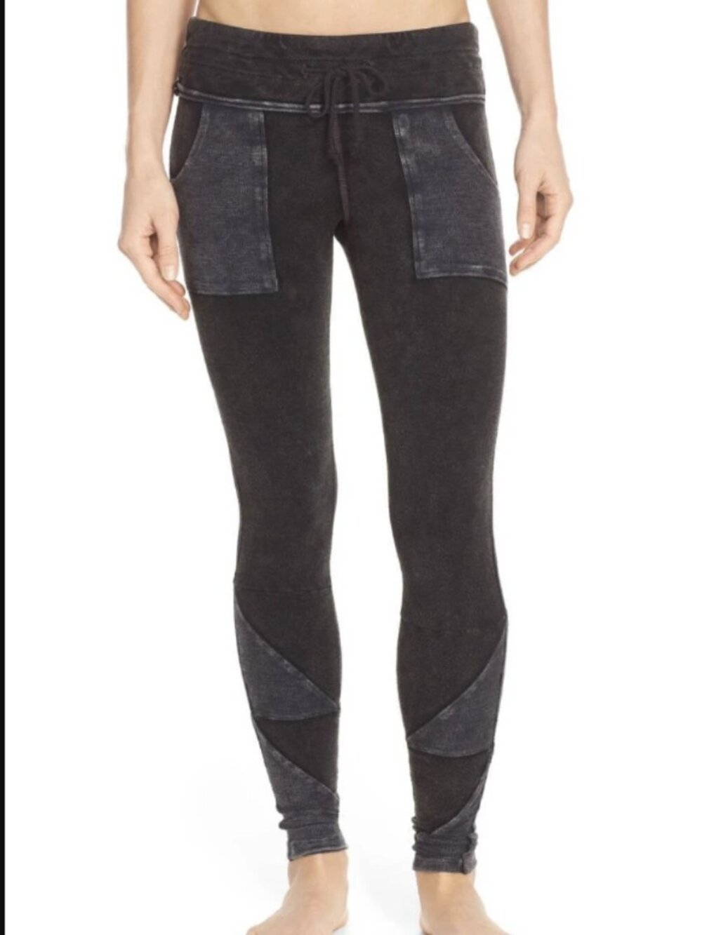 Free People Movement Kyoto Leggings Dark Gray Women's Size Small Patchwork Detai